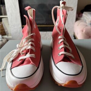 Converse Run star Salmon and White High-Top Sneakers. MAKE AN OFFER 🙂